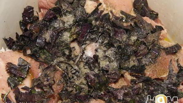 шашлык из свинины с базиликом