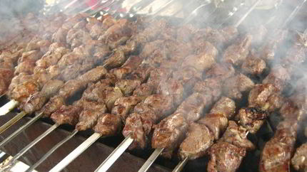 Шашлык с соком киви