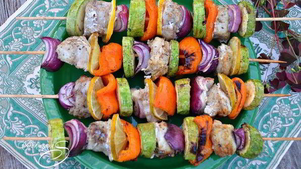 сицилийские шашлычки из овощей и трески