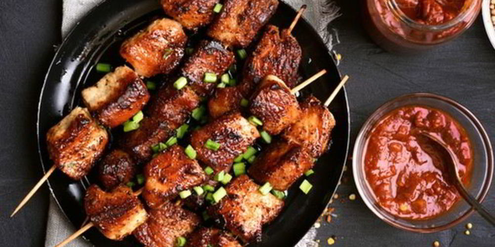 Рецепт свиной шашлык с чили маринадом и горчицей на гриле