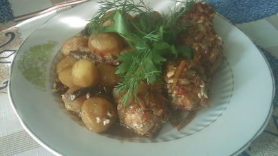 Тефтели рыбные тушеные с грибами