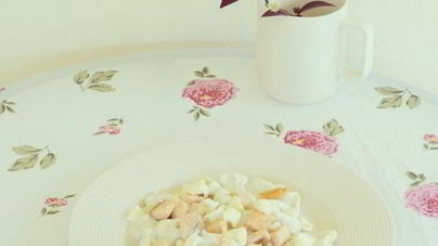 Тыквенные ньокки в соусе бешамель с форелью и сыром Бри