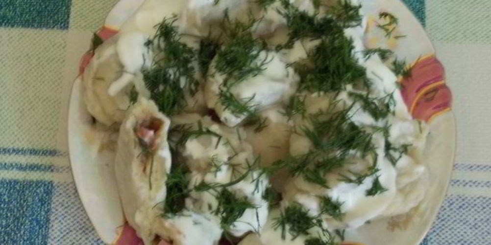 Рецепт вареники с фасолью, ветчиной и укропом