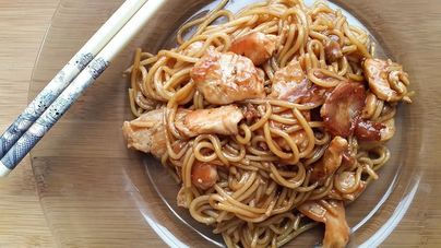 Яичная лапша терияки