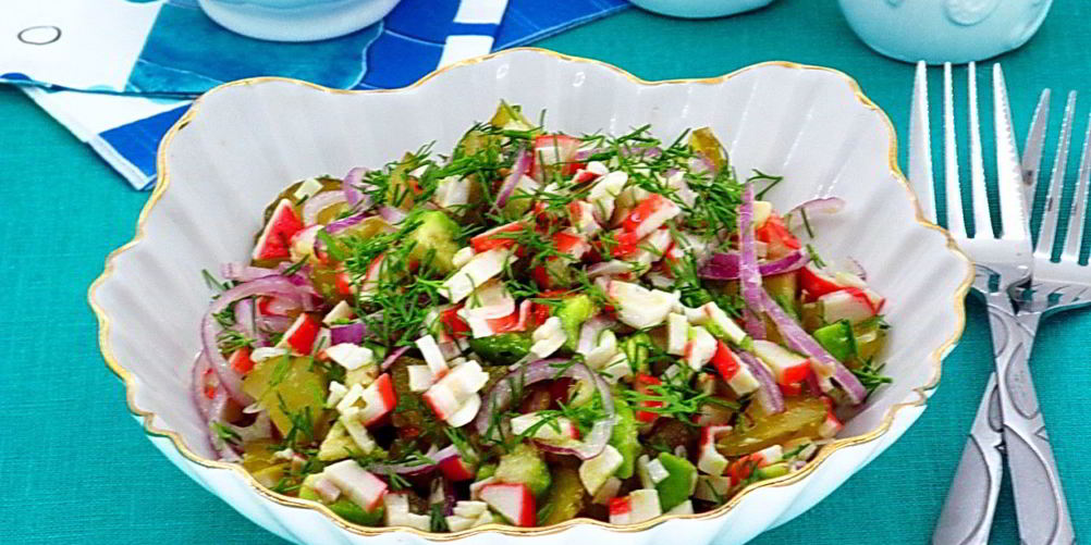 Рецепт крабовый салат с авокадо