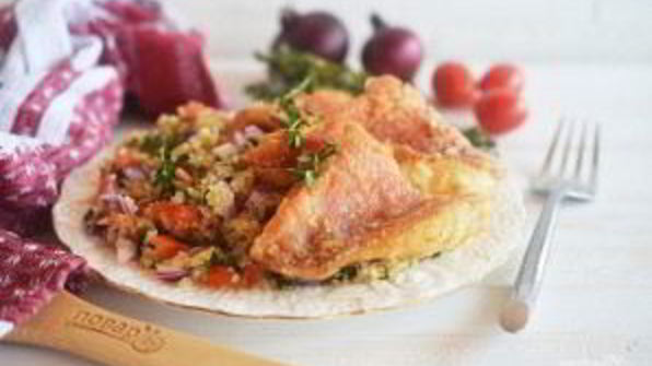 морской окунь с табуле из киноа