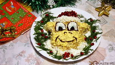 Новогодний салат Обезьянка
