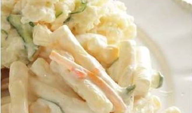 Пикантный салат с макаронами