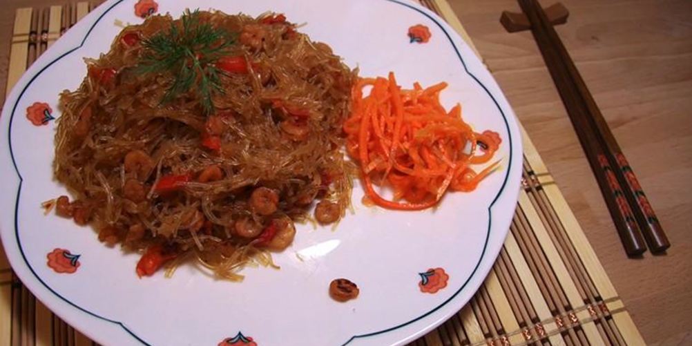 Рецепт салат фунчоза с креветками