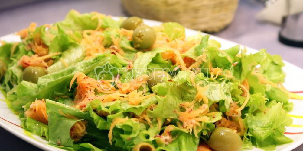 Рецепт салат из редиса с маслинами