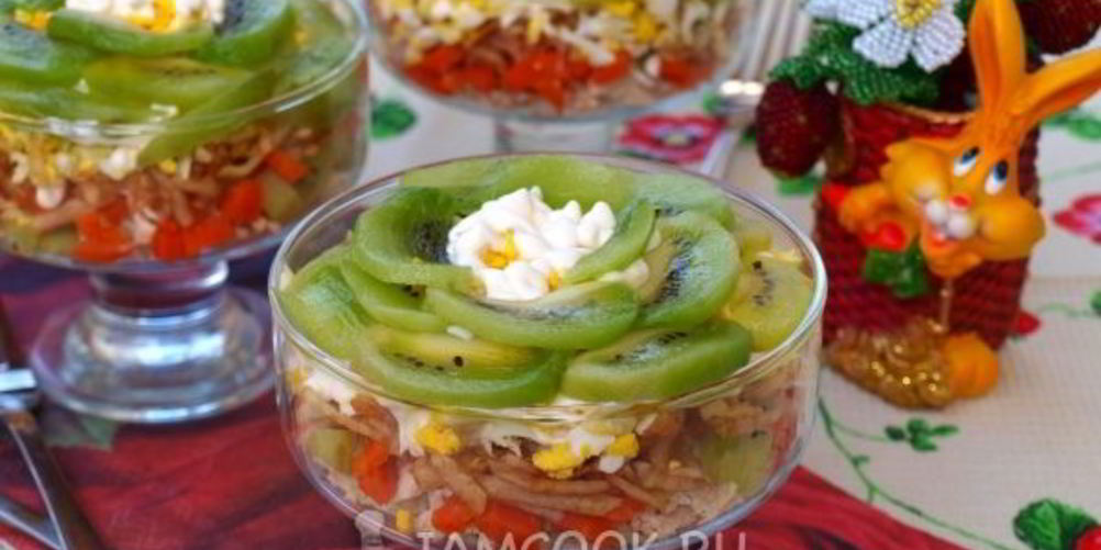 Рецепт салат с киви и курицей