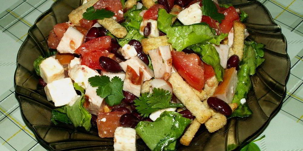 Рецепт салат с копченой куриной грудкой