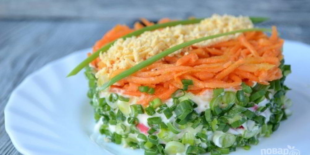 Рецепт салат с крабовыми палочками и корейской морковью