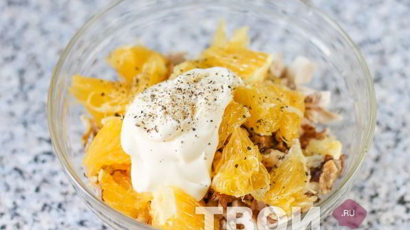 салат с курицей и апельсином