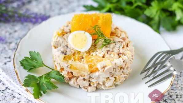 салат с курицей и апельсином