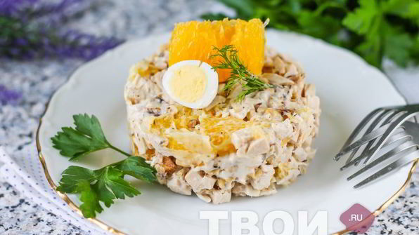 салат с курицей и апельсином