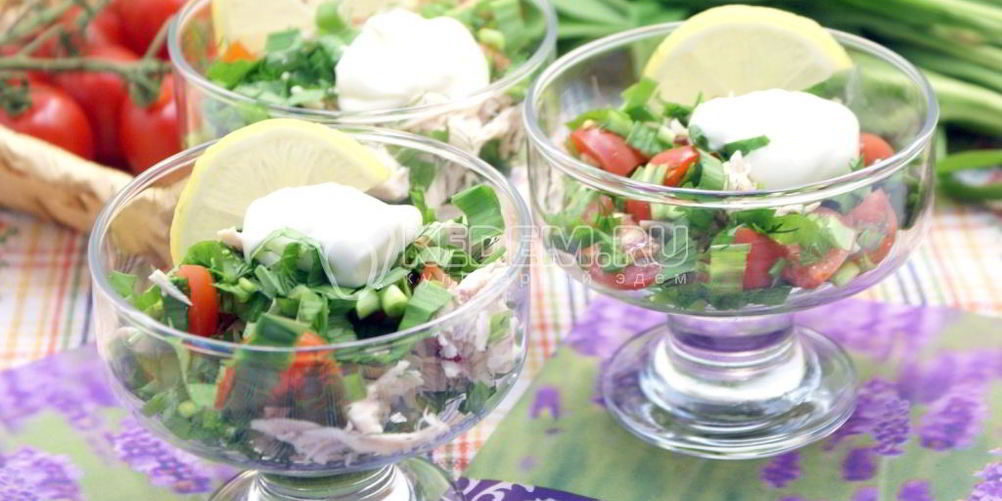 Рецепт салат с курицей и черемшой