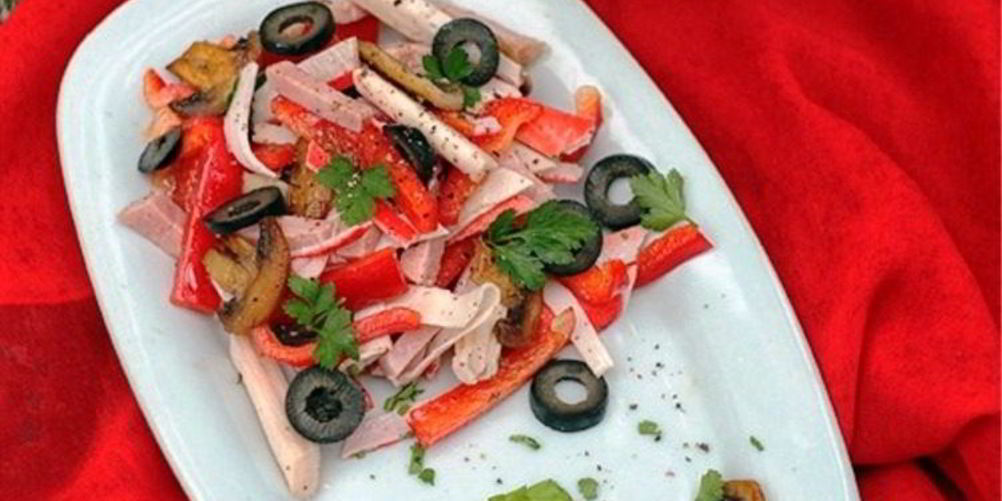 Рецепт салата с перцем и грибами