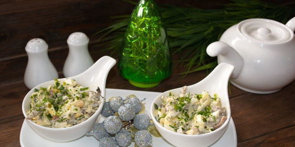 Рецепт салат с языком и шампиньонами