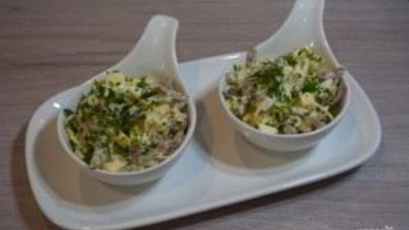 салат с языком и шампиньонами