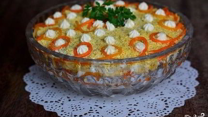 Салат слоями с курицей