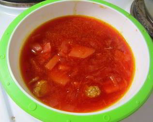 Борщ домашний с чесноком