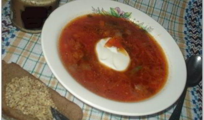 Борщ с грибами и стручковой фасолью