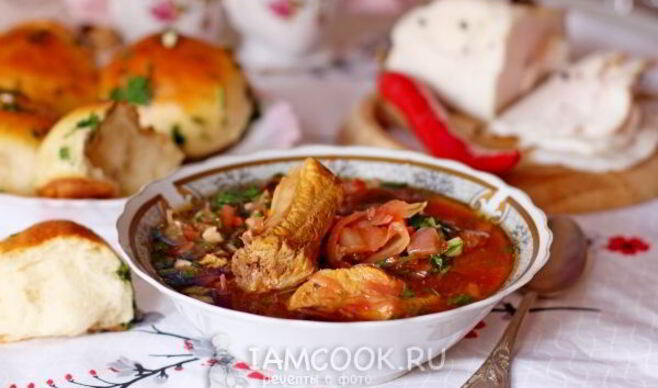 Борщ с кислой капустой в мультиварке