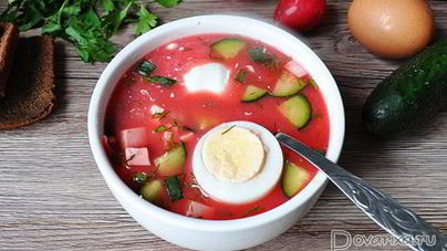 Холодный борщ с маринованной свеклой