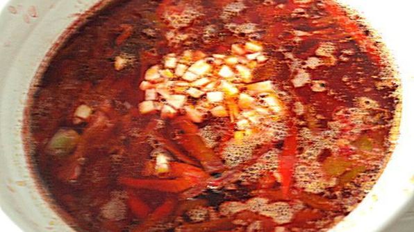 постный борщ с черносливом