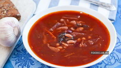 Постный борщ с фасолью