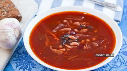 Постный борщ с фасолью