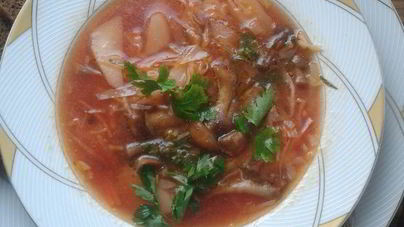 Постный борщ с опятами