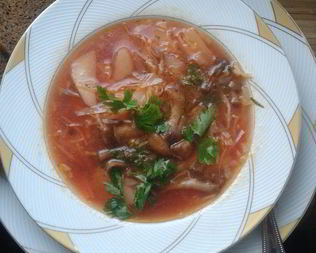 Постный борщ с опятами