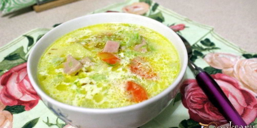 Рецепт кабачковый суп с ветчиной и плавленным сыром