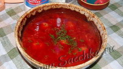 Красный суп с фрикадельками