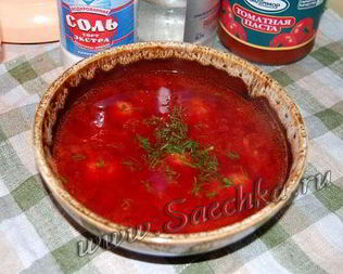 Красный суп с фрикадельками