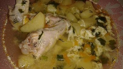 Куриный суп с яйцом