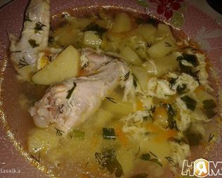 Куриный суп с яйцом