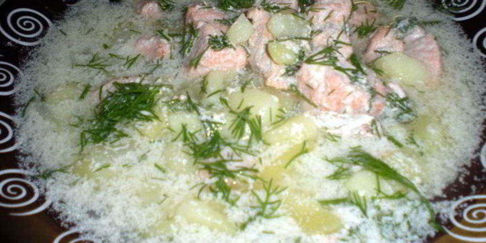 Рецепт сливочный суп из лосося