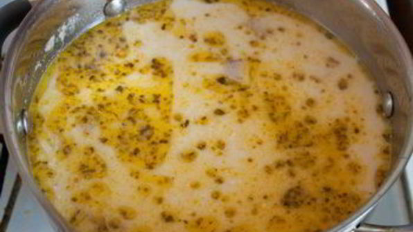 сливочный суп с копченой курицей