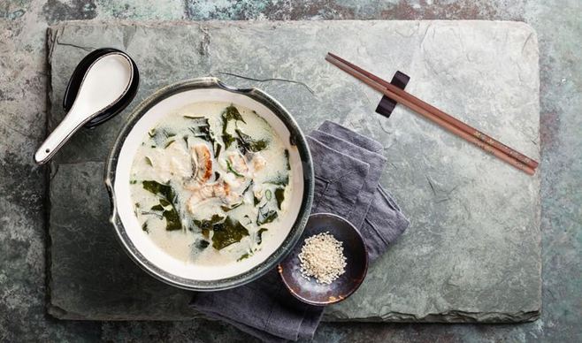 Сливочный суп с угрем