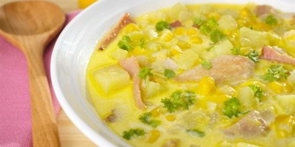 Рецепт сливочный суп со сладкой кукурузой, беконом и петрушкой
