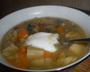 Густая солянка с лесными грибами