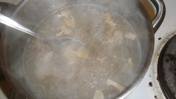 густая солянка с лесными грибами