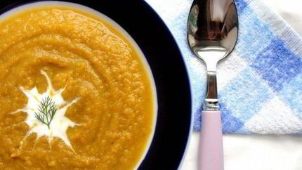 Морковный суп-пюре с щавелем