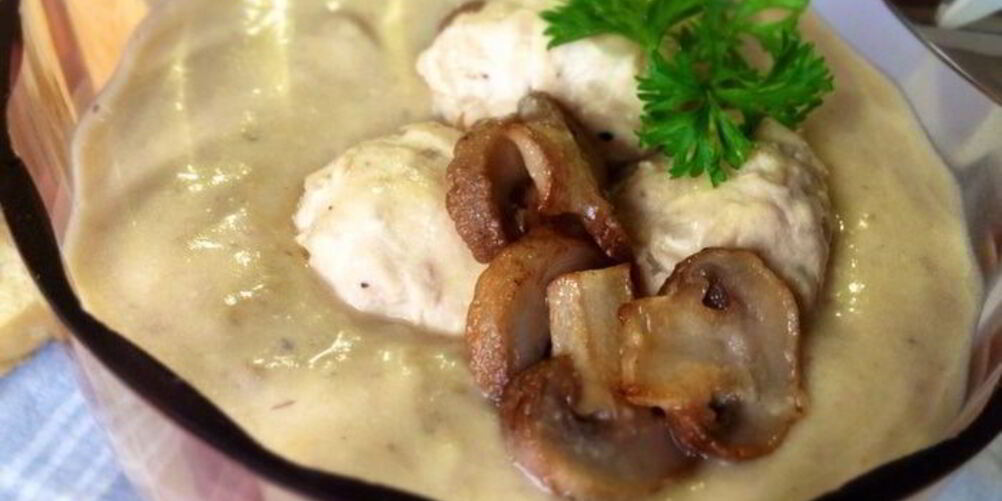 Рецепт сливочно-грибной суп-пюре с фрикадельками