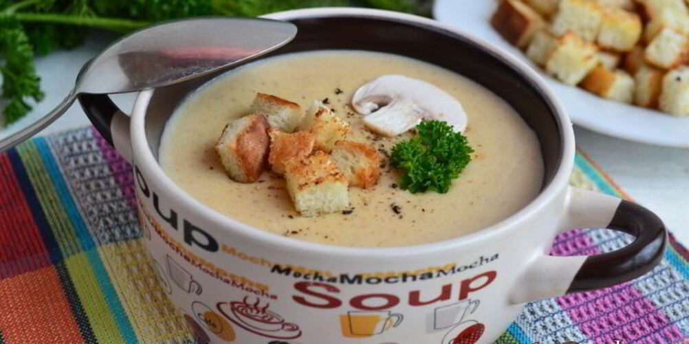 Рецепт сливочный суп-пюре с сыром с грибами