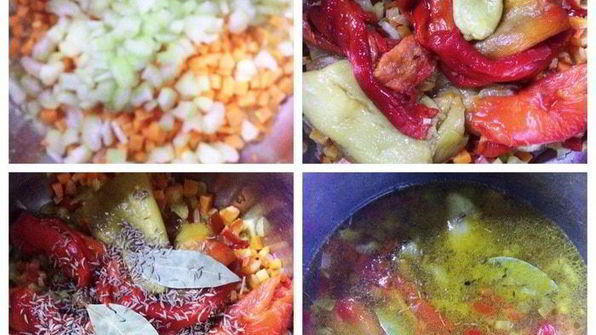 суп-пюре из печеных перцев