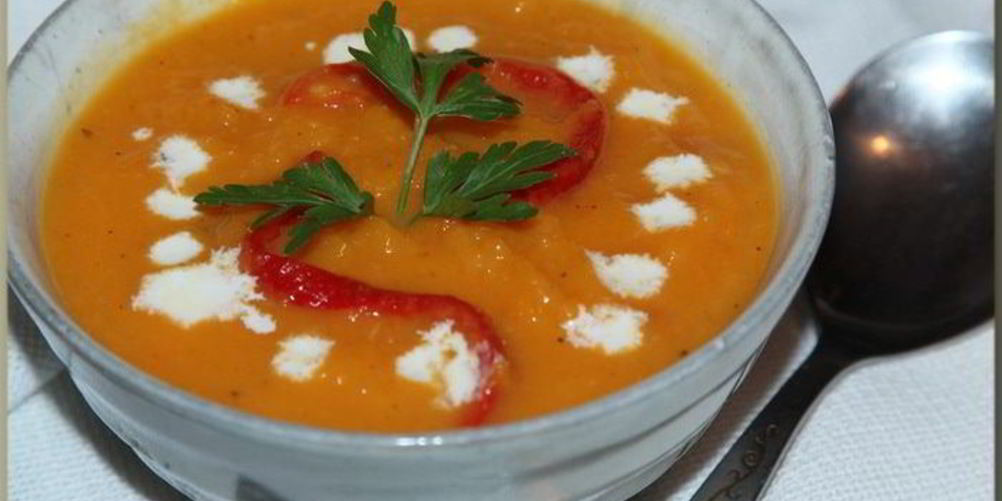 Рецепт суп-пюре из запеченной тыквы с перцами